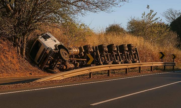 Carreta tanque carregada com Etanol tomba na BR 153 e Gera alerta máximo de segurança