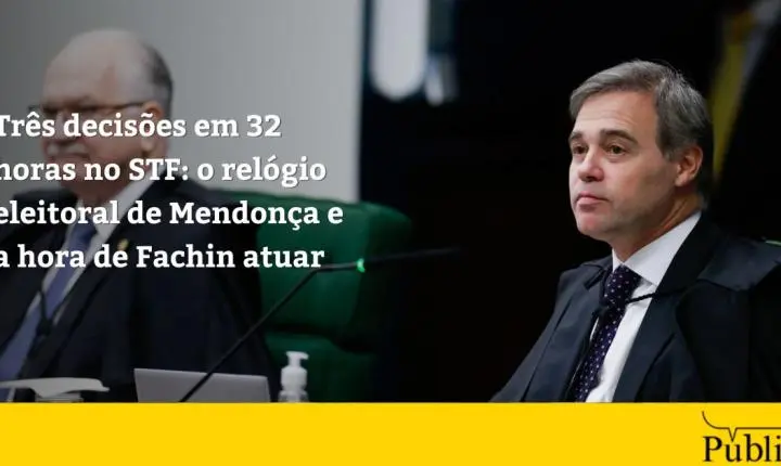 Três decisões em 32 horas no STF: o relógio eleitoral de Mendonça e a hora de Fachin atuar